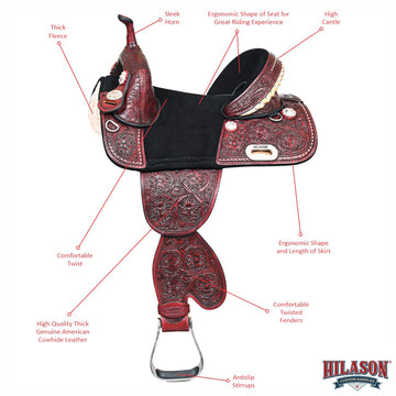Child Treeless Horse Saddle Western American Leather Barrel Hilason